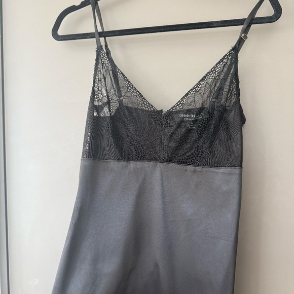 Black Silky Lace Lingerie Slip Dress Size S - Picture 2 of 8
